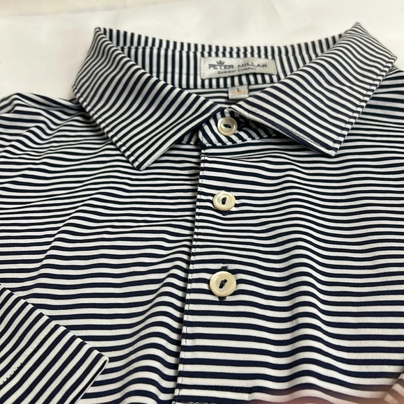 PETER MILLAR - MEN'S HALES PERFORMANCE POLO Navy/White. Large NWOT - Picture 3 of 5